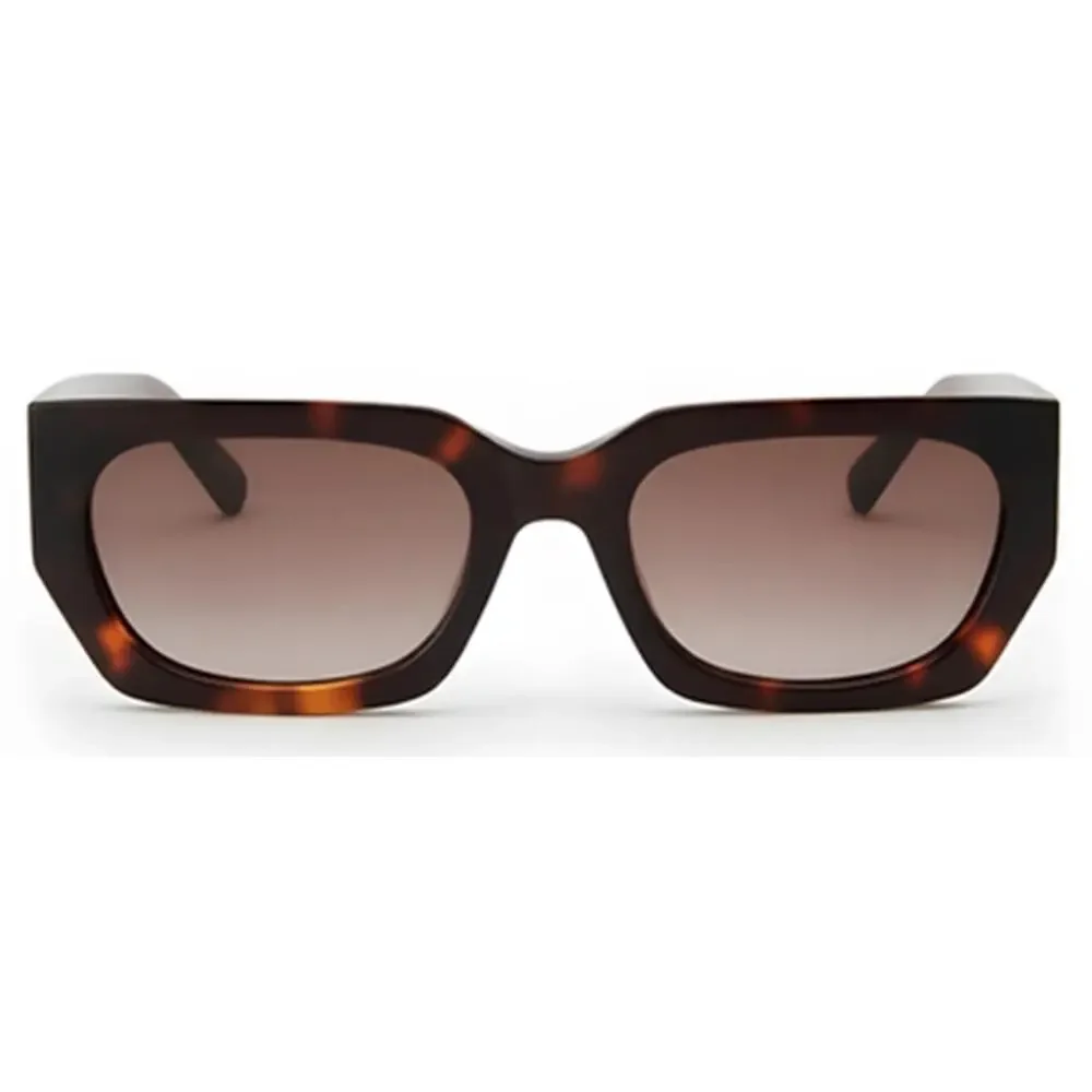 Bold Angular Modern Womens Brown Lens Tortoise Rectangle Sunglasses - Picture 2 of 3